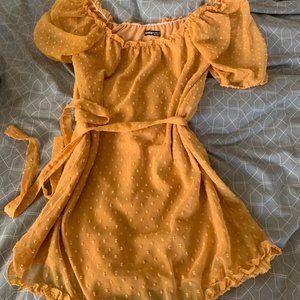 Yellow swiss dot dress